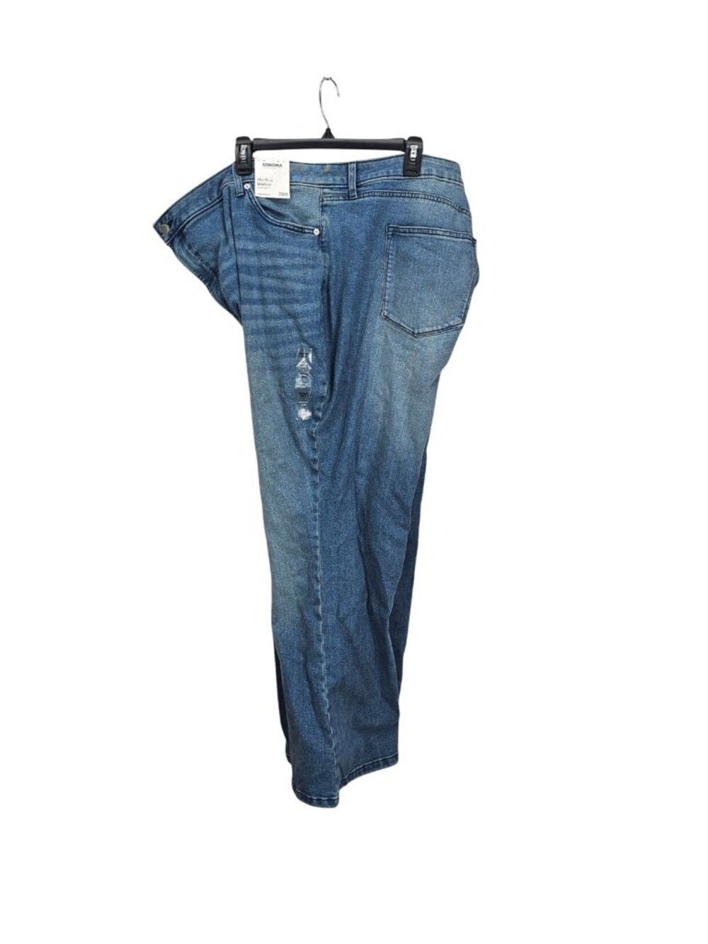 Sonoma Womens Plus Mid Rise Bootcut Jeans 28W Blue Distressed Denim Some Stretch